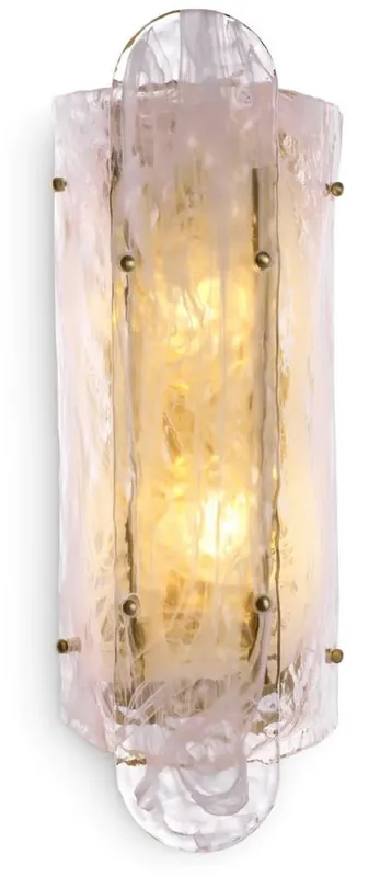 Casa Padrino applique murale de luxe laiton antique 18 x 15,5 x H. 40,5 cm - Applique de salon avec abat jour en verre fait main - Eclairage de luxe - Intérieur de luxe - Meuble de luxe Wochenendangebot