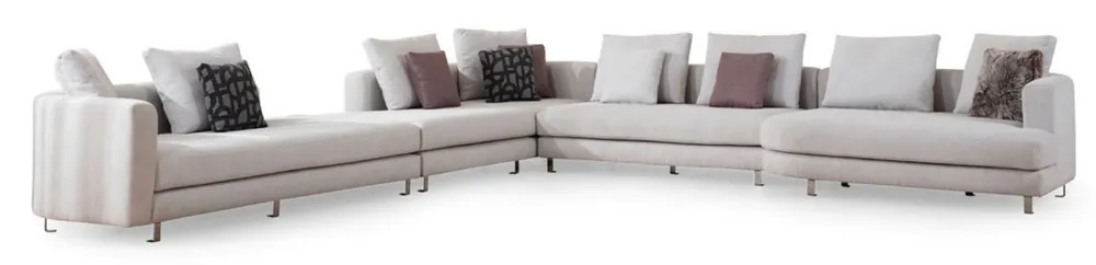 Bestpreis Casa Padrino canapé d'angle de luxe gris / argent 424 x 430 x H. 90 cm - Canapé de salon - Meuble de salon - Meuble de luxe - Ameublement de salon de luxe