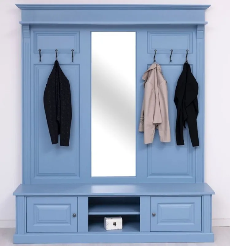 Garantierte Lieferung Casa Padrino garde robe de style campagnard bleu clair 180 x 41 x H. 210 cm - Armoire en bois massif avec miroir - Meuble armoire en bois massif - Meuble armoire style campagnard