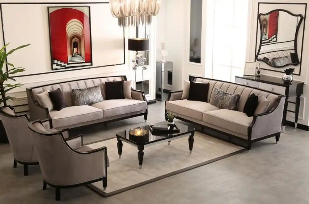 Casa Padrino ensemble de salon baroque de luxe gris / noir / argent - 2 Canapés Baroques & 2 Fauteuils Baroques & 1 Table Basse Baroque - Mobilier de salon baroque - Noble & Magnifique Jetzt Kaufen