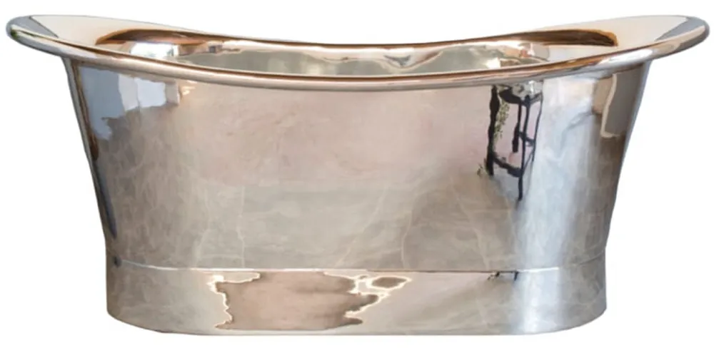 Casa Padrino baignoire Art Nouveau de luxe en cuivre argent chromé 170 x 71 x H. 71 cm - Baignoire rétro autoportante - Meubles de salle de bain en cuivre rustiques Top-Preis