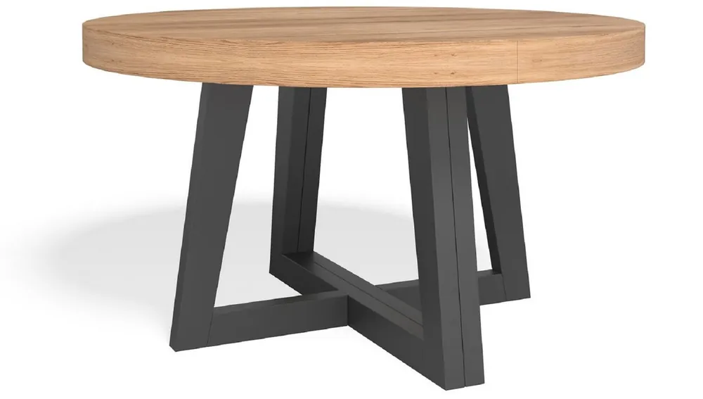 Top-Seller Casa Padrino table de salle à manger de luxe naturel / noir 140-320 x 140 x H. 77 cm - Table de conférence ronde extensible en bois massif - Meubles de salle à manger de luxe - Meubles de bureau