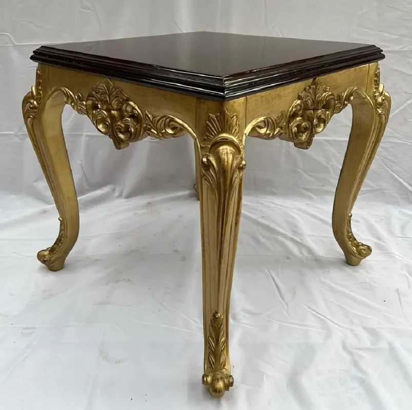 Casa Padrino table d'appoint baroque de luxe en bois massif or / marron - Table carrée de style baroque - Meubles baroques - Noble & Magnifique Nur Heute