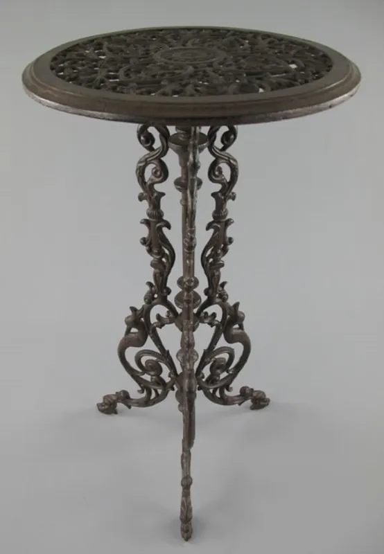 Casa Padrino table d'appoint de jardin Art Nouveau marron antique Ø 36 x H. 70 cm - Table de jardin ronde en métal - Table fleurie ronde - Mobilier de Jardin Baroque & Art Nouveau Markenprodukt