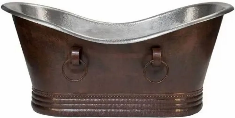 Online Kaufen Casa Padrino baignoire Art Nouveau de luxe en cuivre bronze / argent 170 x 72 x H. 72 cm - Baignoire rétro autoportante - Meubles de salle de bain en cuivre rustiques