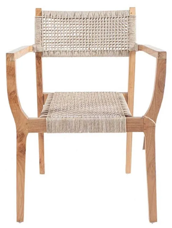 Neu Im Sortiment Casa Padrino chaise de salle à manger de luxe avec accoudoirs naturel 60 x 50 x H. 85 cm - Chaise de jardin de luxe en bois massif avec tissage en rotin - Meubles de salle à manger - Meubles de jardin