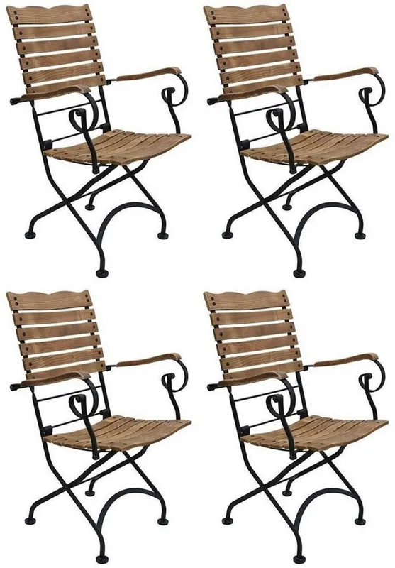 Top-Angebot Casa Padrino ensemble de 4 chaises de jardin Art Nouveau avec accoudoirs marron / noir 60 x 40 x H. 92 cm - Chaises de jardin pliantes - Meubles Gastronomie et de Jardin Baroque & Art Nouveau