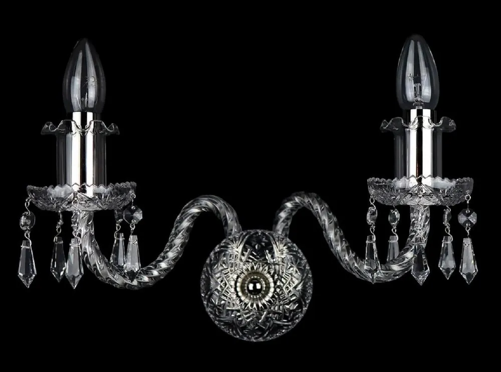 Casa Padrino applique murale double de luxe baroque argent 30 x 18 x H. 20 cm - Applique murale de style baroque avec tentures en cristal - Luminaires baroques - Noble & magnifique Zertifiziert