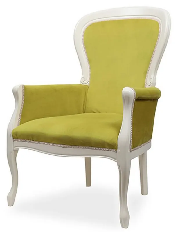 Jetzt Kaufen Casa Padrino fauteuil baroque de luxe vert / blanc - Fauteuil de salon de luxe de style baroque - Meubles de salon de luxe de style baroque - Meubles baroques - Noble et magnifique