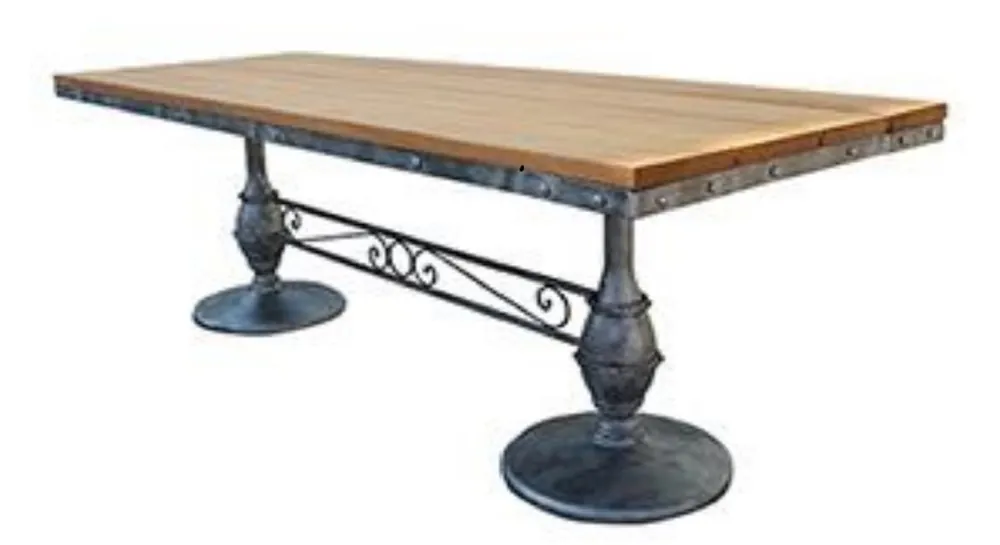 Casa Padrino Table de jardin Art Nouveau Marron / Noir 140 x 80 x H. 76 cm - Table de jardin rectangulaire avec plateau en bois massif - Art Nouveau Gastronomie & Jardin Meubles Nur Heute