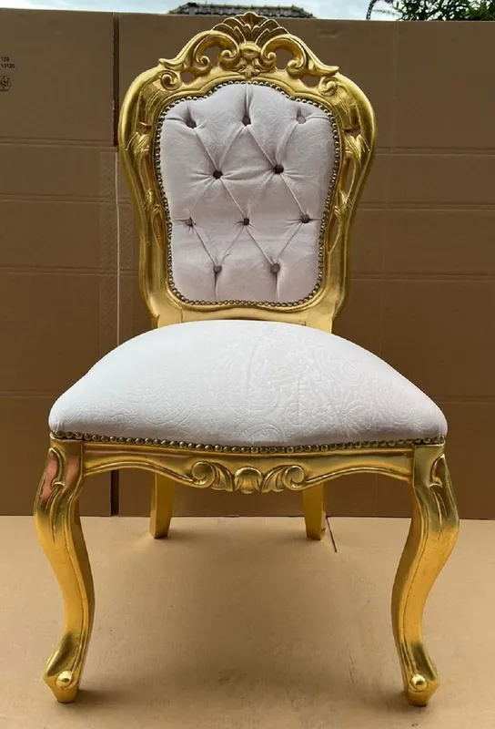 Echt Casa Padrino chaise de salle à manger baroque de luxe gris / or - Chaise de style baroque fait main avec motif - Meubles de salle à manger de style baroque - Meubles baroques