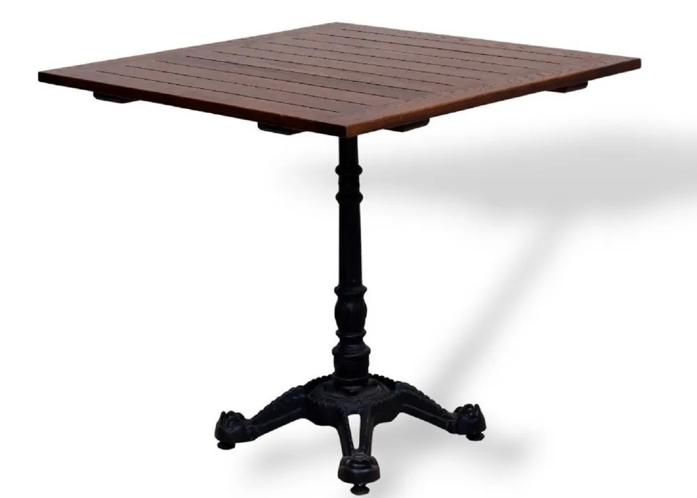 Casa Padrino Table de jardin de style industriel brun foncé / noir 60 x 60 H. 76 cm - Table carrée avec plateau à lattes en bois massif - Meubles de style industriel Saisonangebot