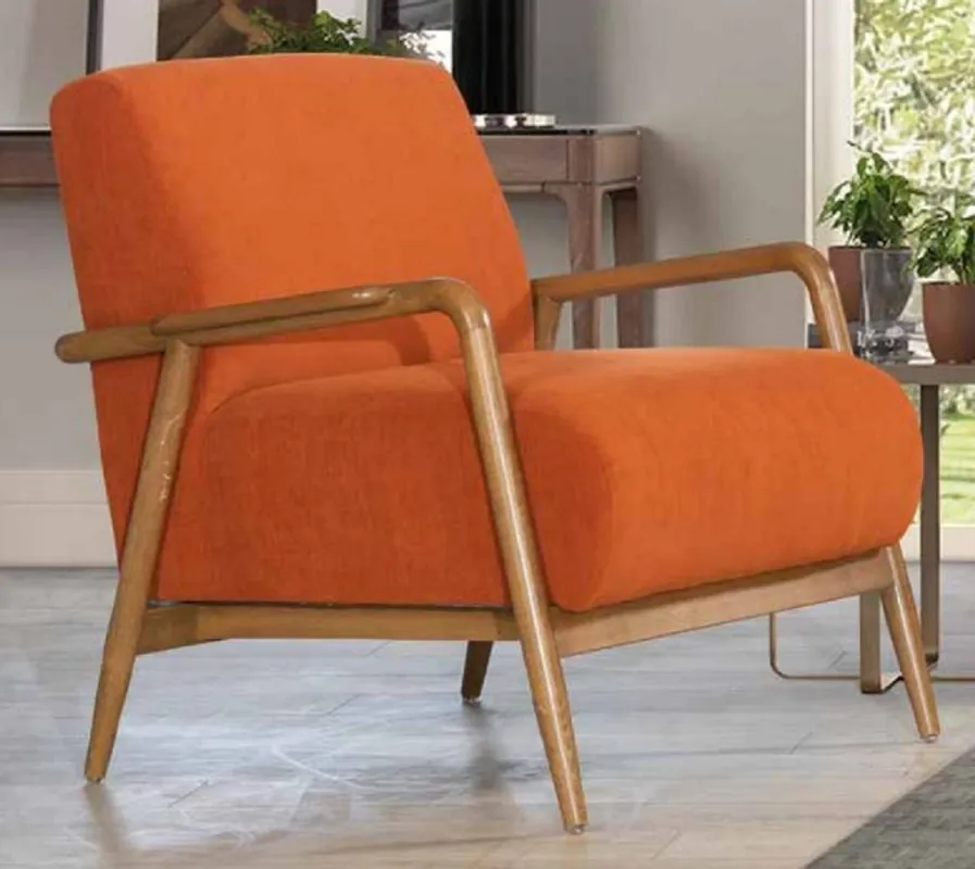 Casa Padrino fauteuil de luxe orange / marron 90 x 75 x H. 65 cm - Fauteuil de salon - Fauteuil d'hôtel - Meuble de salon - Meuble d'hôtel - Meuble de luxe - Ameublement de luxe Bestseller
