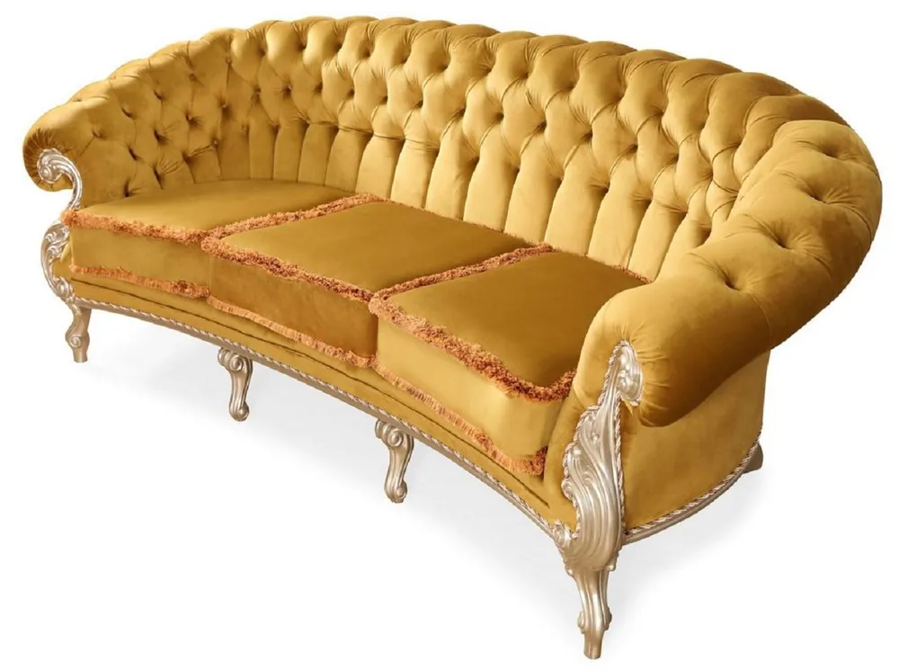 Casa Padrino canapé de salon baroque de luxe or / marron / argent - Canapé de style baroque fait main - Magnifique meuble de salon de luxe de style baroque - Meubles baroques Schnäppchen