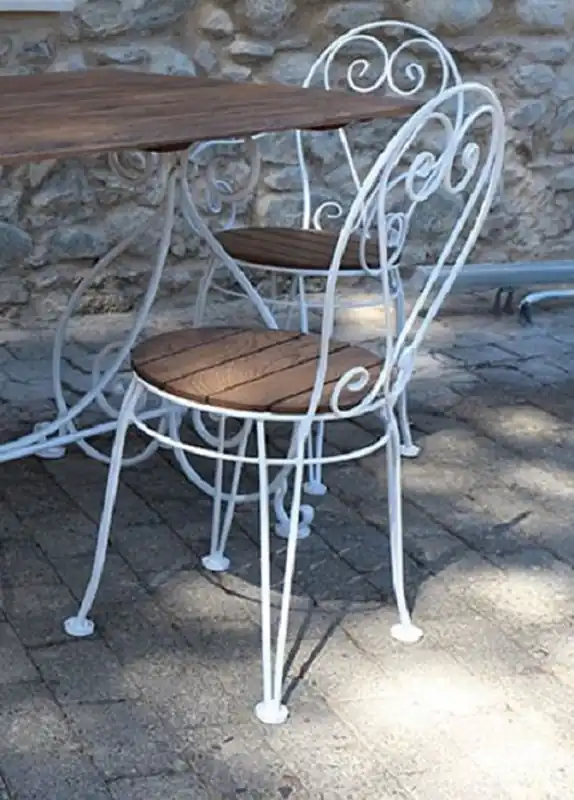 Expressversand Casa Padrino chaise de jardin Art Nouveau blanc / marron foncé 40 x 40 x H. 92 cm - Chaise de jardin nostalgique - Mobilier de jardin et de terrasse nostalgique Art Nouveau en fer forgé