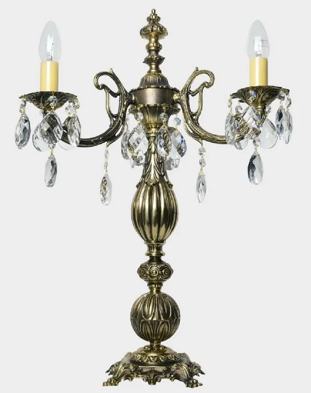 Begrenztes Angebot Casa Padrino lampe de table baroque de luxe en cristal or antique Ø 40 x H. 60 cm - Magnifique lampe de bureau en laiton avec verre en cristal de Bohème - Luminaires baroques en cristal