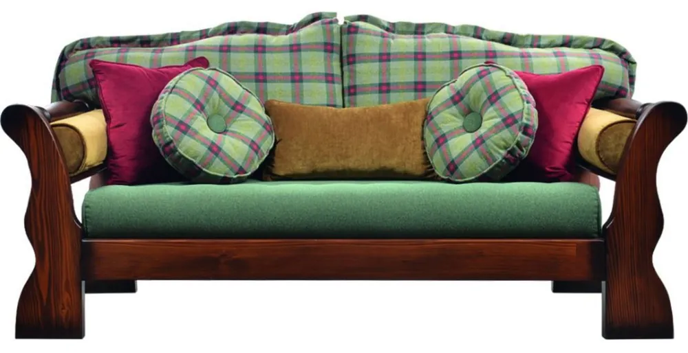 Casa Padrino canapé de style vintage de luxe vert / rouge / marron foncé 185 x 98 x H. 85 cm - Canapé de salon en bois massif avec motif - Meuble de salon de luxe - Meuble de style vintage Sonderangebot