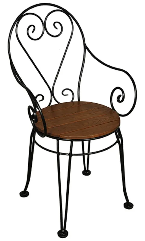 Casa Padrino chaise de jardin Art Nouveau noir / marron foncé 40 x 40 x H. 92 cm - Chaise de jardin nostalgique avec accoudoirs - Mobilier de jardin Art Nouveau nostalgique en fer forgé Sichere Zahlung