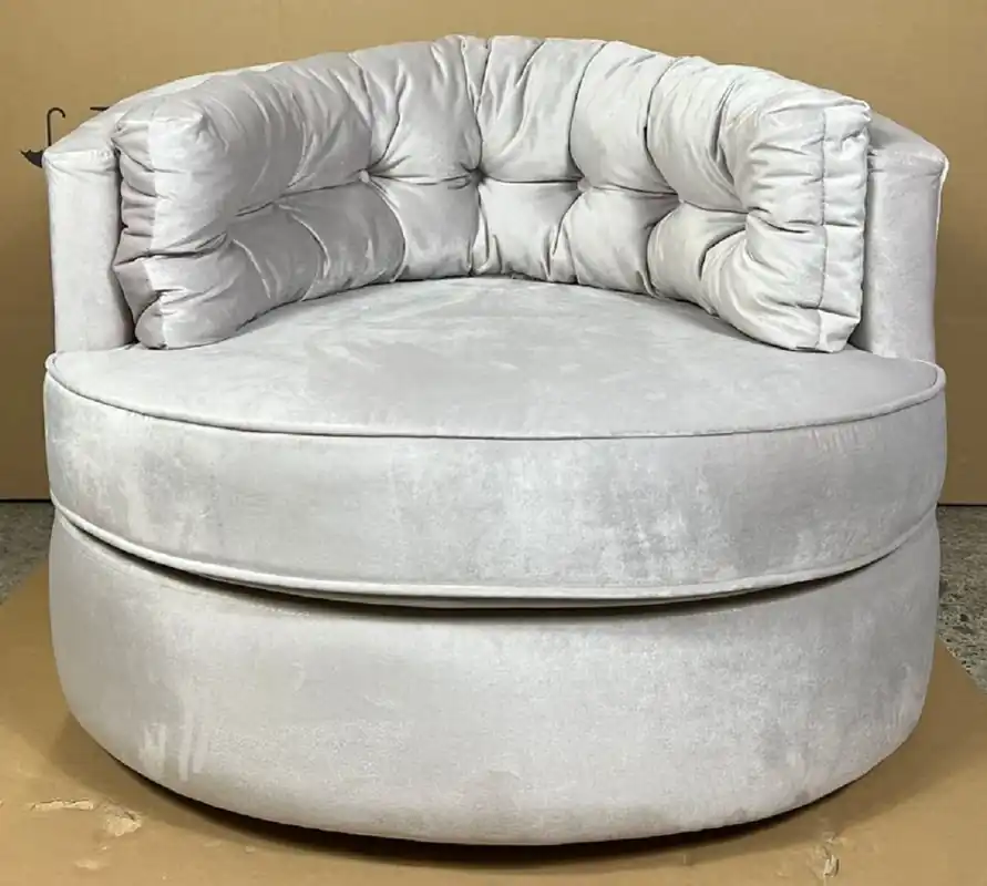 Preisknaller Casa Padrino fauteuil pivotant de luxe argent 90 x 86 x H. 72 cm - Fauteuil de salon avec tissu velours élégant - Meuble de salon - Meuble de luxe