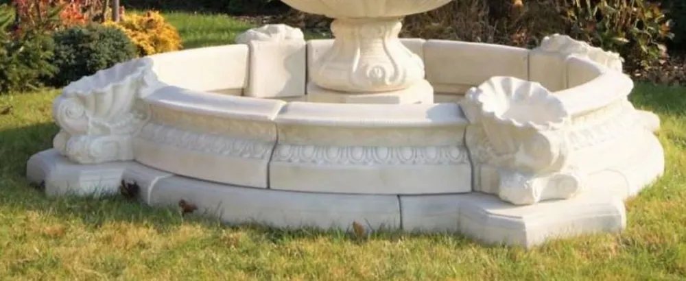 Neuheit Casa Padrino bordure fontaine baroque blanc Ø 270 x H. 44 cm - Magnifique bordure fontaine de jardin - Magnifique décoration de jardin de style baroque