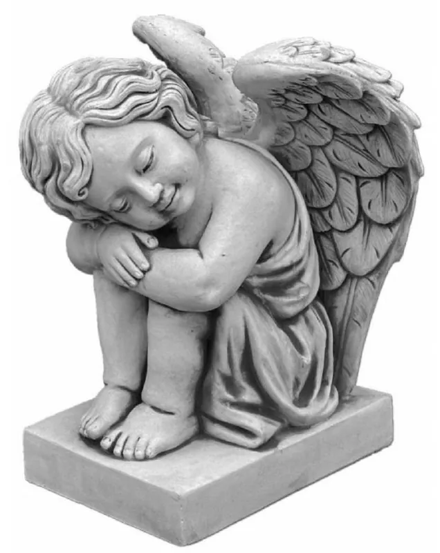 Zertifiziert Casa Padrino Sculpture de Décoration de Jardin Art Nouveau Ange Gris H. 57 cm - Décoration de Jardin Elégante - Accessoires de Décoration de Jardin Baroque & Art Nouveau