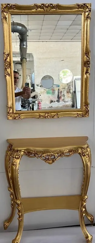 Casa Padrino console miroir baroque de luxe - Magnifique console en bois massif de style baroque avec miroir mural - Miroir d'armoire de style baroque - Qualité de luxe - Fabriqué en Italie Direkt Vom Hersteller
