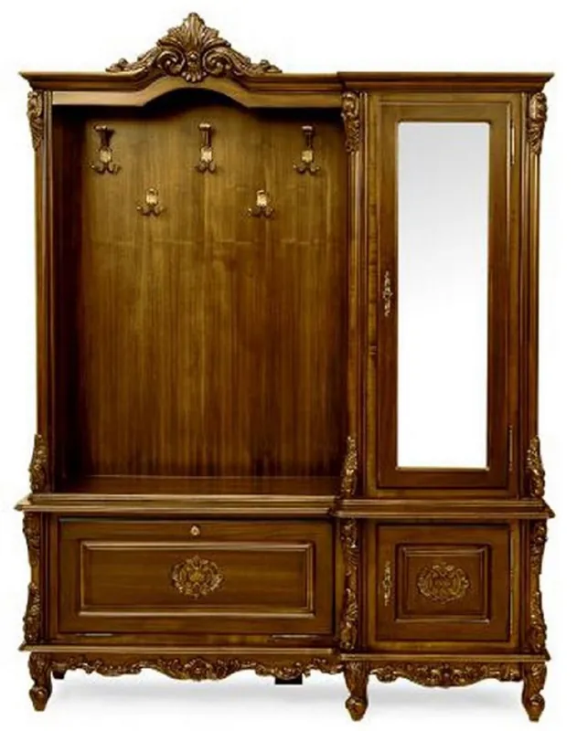 Geprüft Casa Padrino armoire garde-robe baroque de luxe marron foncé - Armoire en bois massif de style baroque - Meuble d'armoire de style baroque - Noble et magnifique