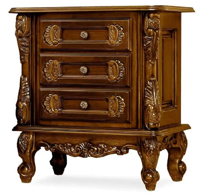 Garantierte Lieferung Casa Padrino table de chevet baroque de luxe marron foncé - Magnifique table de chevet baroque avec 3 tiroirs - Meuble de chambre de luxe de style baroque - Meuble baroque