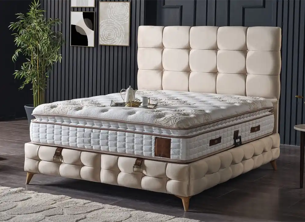 Beliebt Casa Padrino lit double de luxe crème / blanc / marron 180 x 200 cm - Lit en bois massif avec tête de lit et matelas - Meuble de chambre - Meuble hôtel - Meuble de luxe - Intérieur de luxe