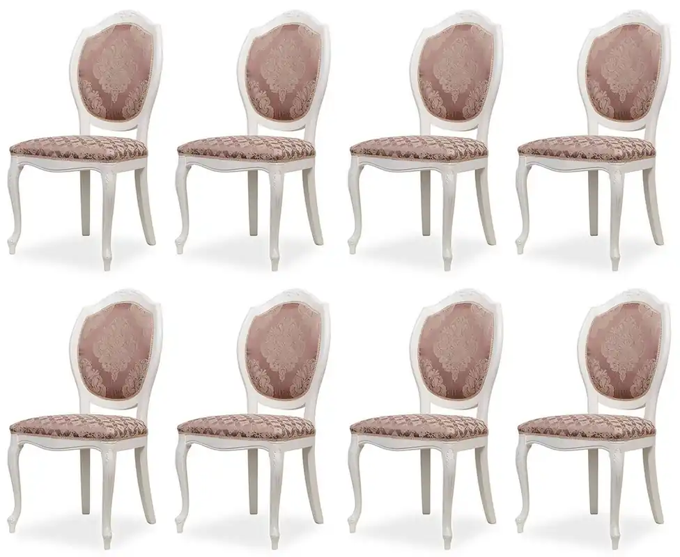 Casa Padrino ensemble de 8 chaises de salle à manger baroque de luxe violet / beige / blanc - Chaises de cuisine baroque - Meuble de salle à manger de luxe de style baroque - Noble et magnifique Rabatt