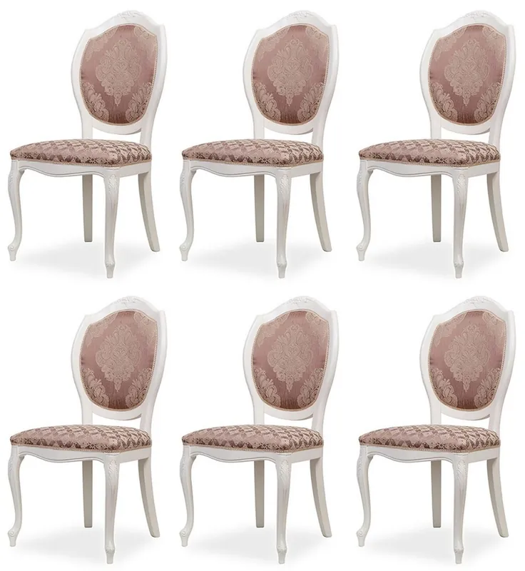 Geprüft Casa Padrino ensemble de 6 chaises de salle à manger baroque de luxe violet / beige / blanc - Chaises de cuisine baroque - Meuble de salle à manger de luxe de style baroque - Noble et magnifique