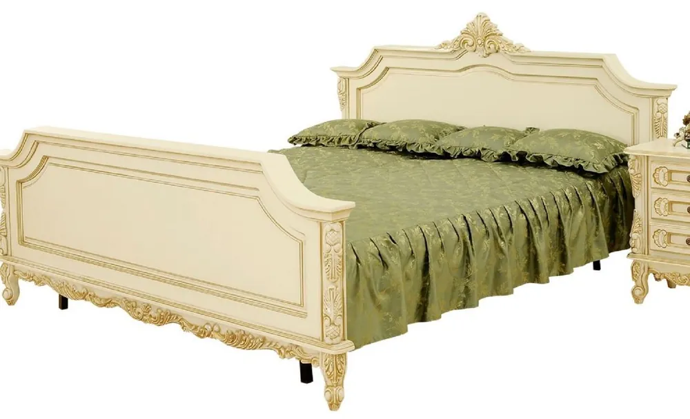 Casa Padrino lit double baroque de luxe crème / beige - Magnifique lit en bois massif - Meuble de chambre de luxe de style baroque - Mobilier de chambre baroque - Noble et magnifique Neu Im Sortiment