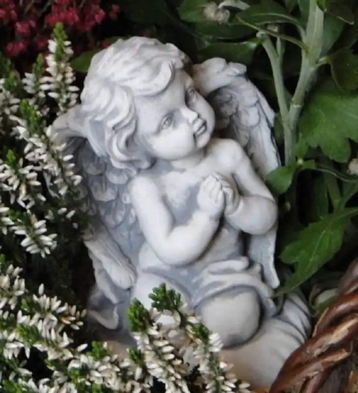 Direkt Vom Hersteller Casa Padrino sculpture décorative Art Nouveau ange gris H. 12 cm - Figure décorative élégante en pierre - Décoration de salon - Décoration de jardin