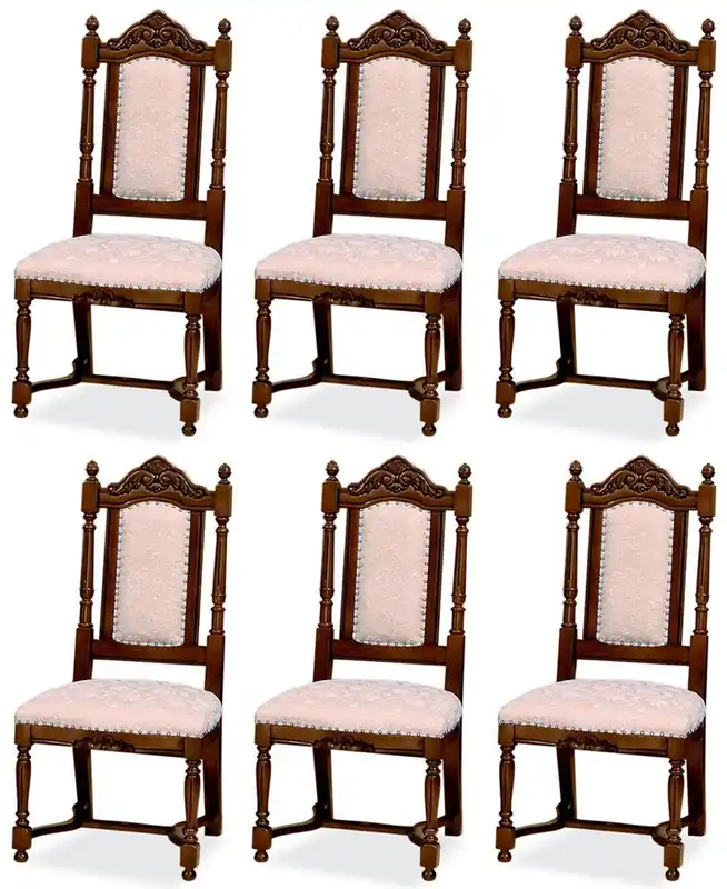 Billig Casa Padrino ensemble de 6 chaises de salle à manger baroque de luxe rose / blanc / marron foncé - Chaises de cuisine baroque - Meuble de salle à manger de luxe de style baroque