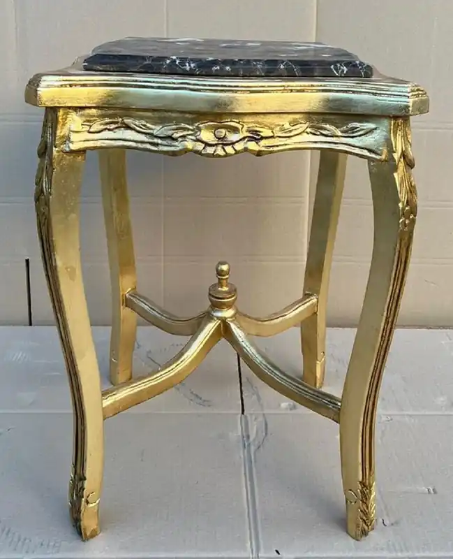 Casa Padrino table d'appoint baroque or / noir - Table en bois massif de style antique avec plateau en marbre - Meubles de style antique - Meubles baroques Schneller Versand