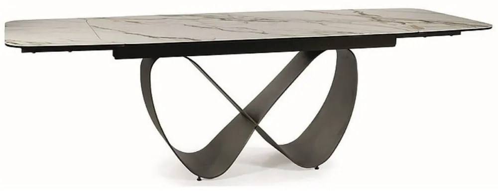 Preisreduziert Casa Padrino table à manger de luxe blanc / marron / noir mat 160-240 x 95 x H. 76 cm - Table de cuisine extensible avec plateau en vitrocéramique trempé - Meuble de salle à manger de luxe