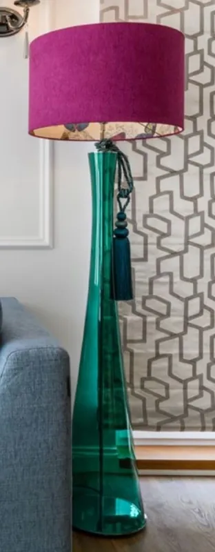 Casa Padrino lampadaire de luxe vert / violet Ø 40 x H. 165 cm - Lampadaire rond en verre avec abat-jour - Lampadaires de luxe - Lampes de luxe - Intérieur de luxe Garantierte Lieferung