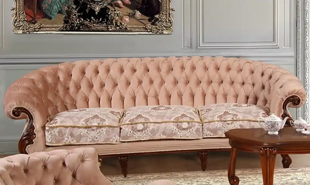 Zertifiziert Casa Padrino canapé de salon baroque de luxe rose / blanc / marron foncé - Canapé de style baroque fait main - Magnifique meuble de salon de luxe de style baroque - Meubles baroques