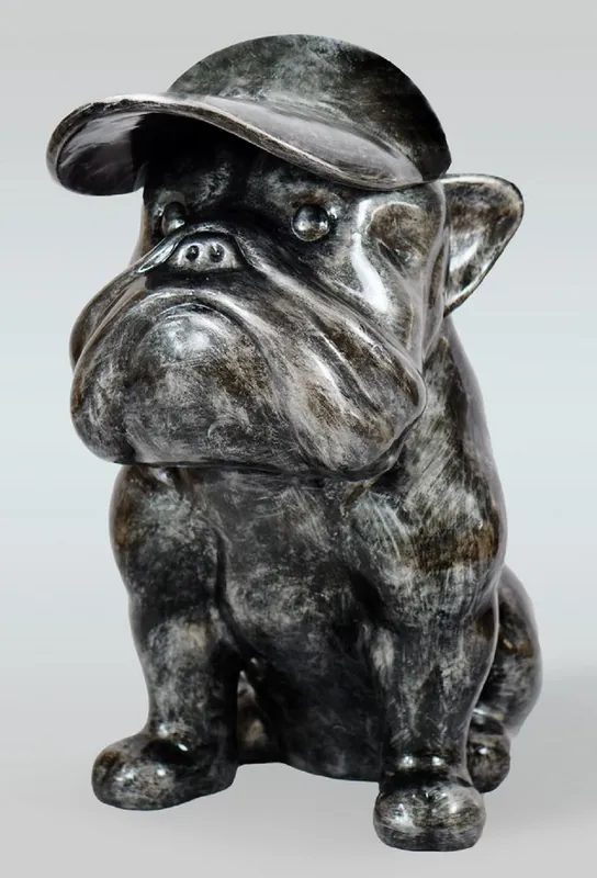 Casa Padrino sculpture décorative XXL de luxe chien bouledogue argent antique H. 100 cm - Grande figure décorative - Déco de salon XXL - Déco de jardin XXL Beliebt