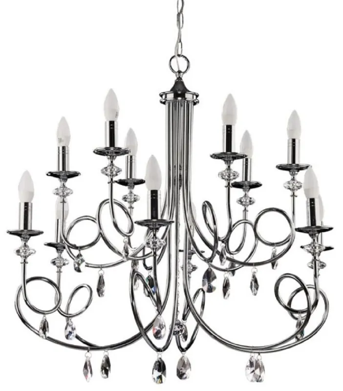 Casa Padrino lustre baroque de luxe en cristal argent Ø 90 x H. 75 cm - Magnifique lustre de salon de style baroque - Noble & magnifique Knallerangebot