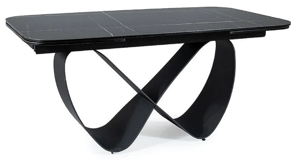 Casa Padrino table à manger de luxe noir / noir mat 160-240 x 95 x H. 76 cm - Table de cuisine extensible avec plateau en vitrocéramique trempé - Meuble de salle à manger de luxe Neue Kollektion