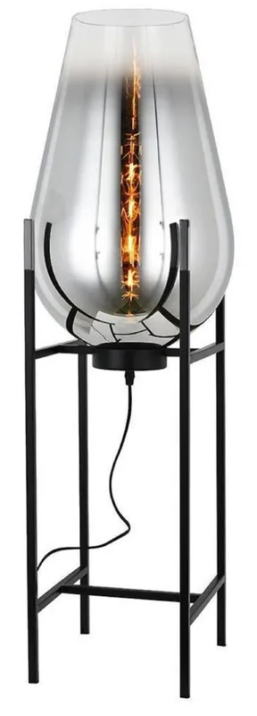 Letzte Chance Casa Padrino lampadaire de luxe argent / noir 30 x 30 x H. 97 cm - Lampadaire en métal avec abat-jour en verre - Lampadaires de luxe - Lampes de luxe - Intérieur de luxe