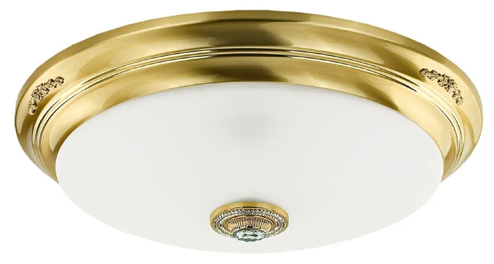 Casa Padrino lampe de couverture en cristal baroque de luxe or / blanc Ø 60 x H. 20 cm - Lampe de couverture rond de salon de style baroque - Luminaires baroques - Meuble baroque Top-Preis
