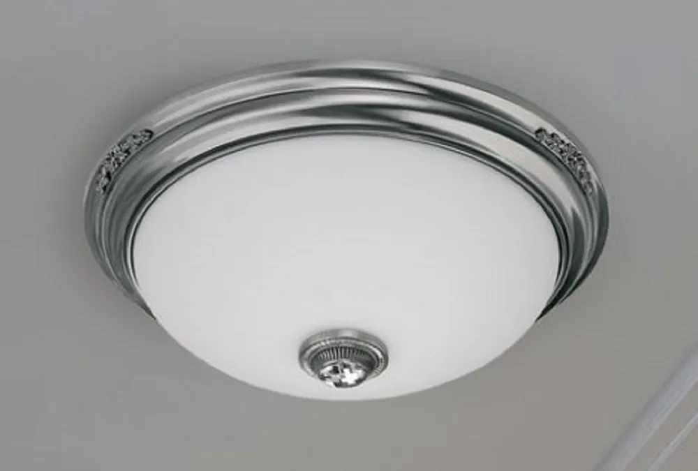 Casa Padrino lampe de couverture en cristal baroque de luxe argent / blanc Ø 60 x H. 20 cm - Lampe de couverture rond de salon de style baroque - Luminaires baroques - Meuble baroque Billig