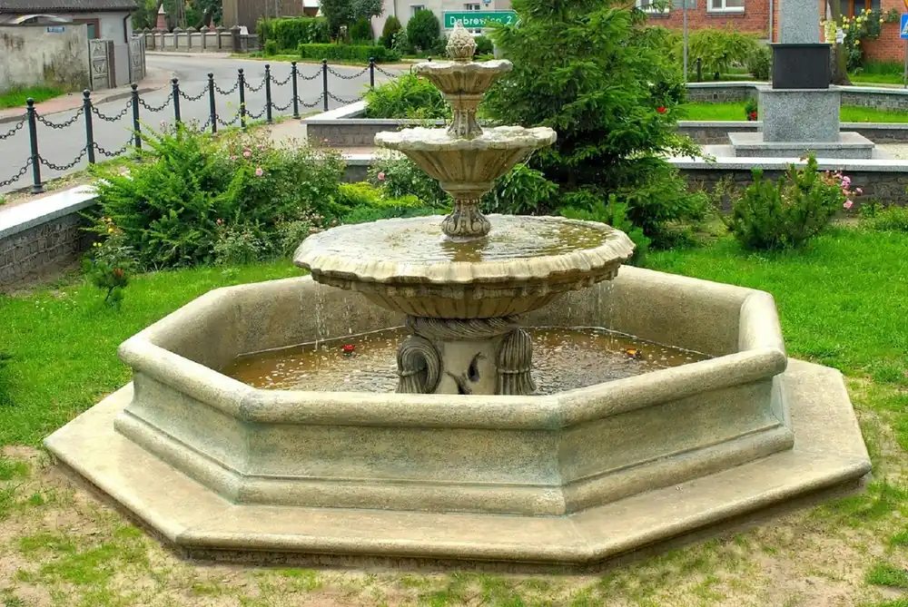 Casa Padrino fontaine baroque avec bordure gris antique Ø 350 x H. 180 cm - Magnifique fontaine de jardin de style baroque - Décoration de jardin fontaine baroque - Accessoires de jardin baroque Aktuell
