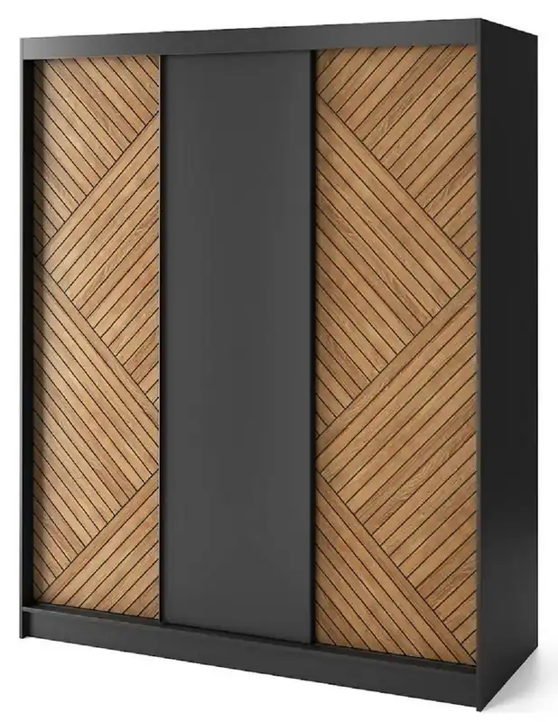 Casa Padrino armoire de chambre de luxe noir / marron 180 x 60 x H. 220 cm - Armoire avec 3 portes coulissantes - Meubles de Chambre - Meubles d'Hôtel - Meubles de Luxe Online Kaufen