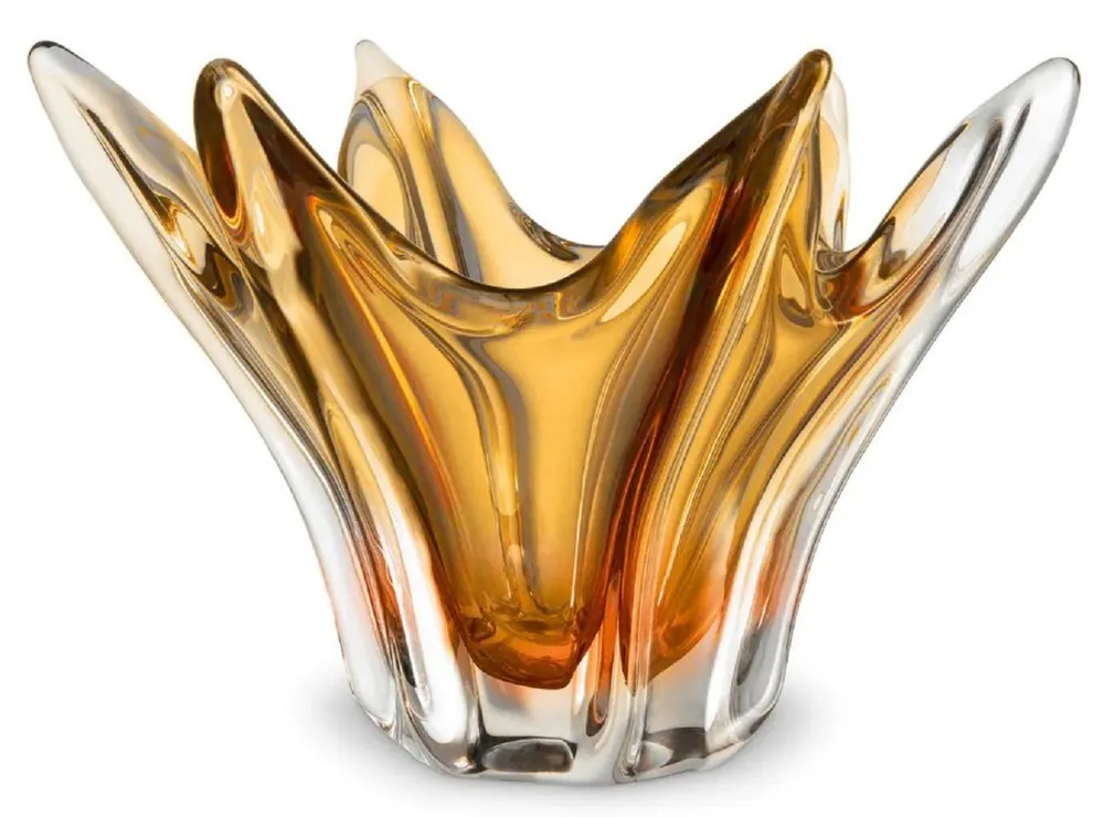 Casa Padrino bol en verre de luxe jaune Ø 36,5 x H. 22,5 cm - Bol décoratif en verre soufflé bouche - Accessoires déco - Qualité de luxe Kracherpreis
