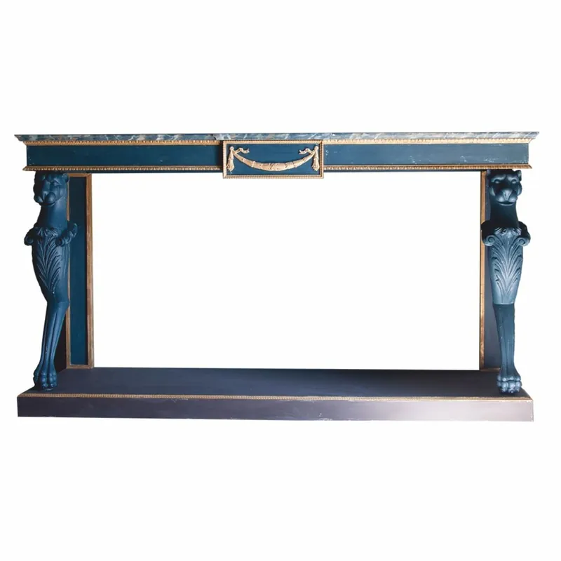 Casa Padrino Console Baroque de Luxe Bleu / Naturel 180 cm - Fabriquée en Italie Versand Am Gleichen Tag