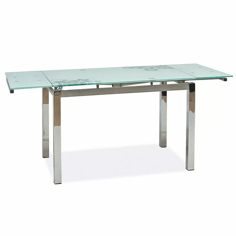 Casa Padrino table à manger en métal avec plateau en verre argent 110-170 cm - Table de cuisine extensible Mega-Angebot