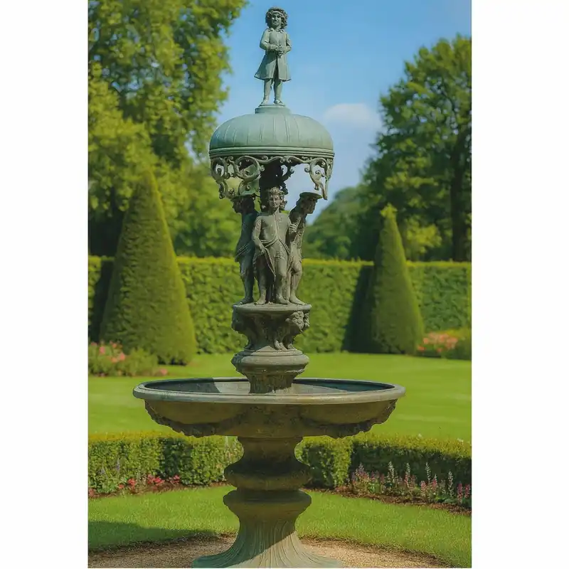Casa Padrino fontaine baroque en bronze vert antique H. 290 cm - Décoration de jardin baroque Preisreduziert